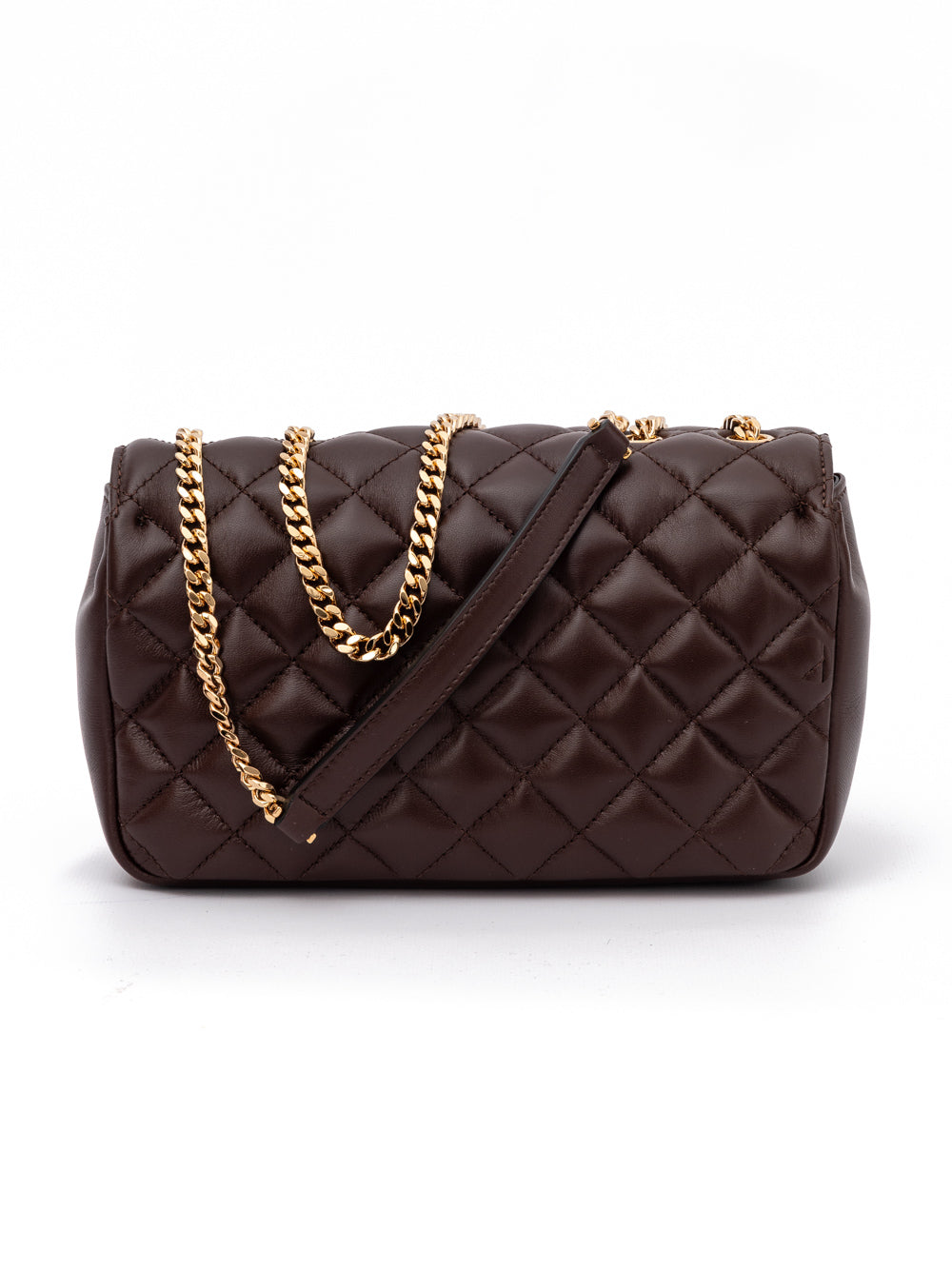 Versace Brown Quilted Leather Shoulder Strap Bag Versace