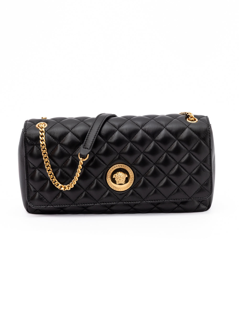 Versace Black Quilted Leather Shoulder Strap Bag Versace