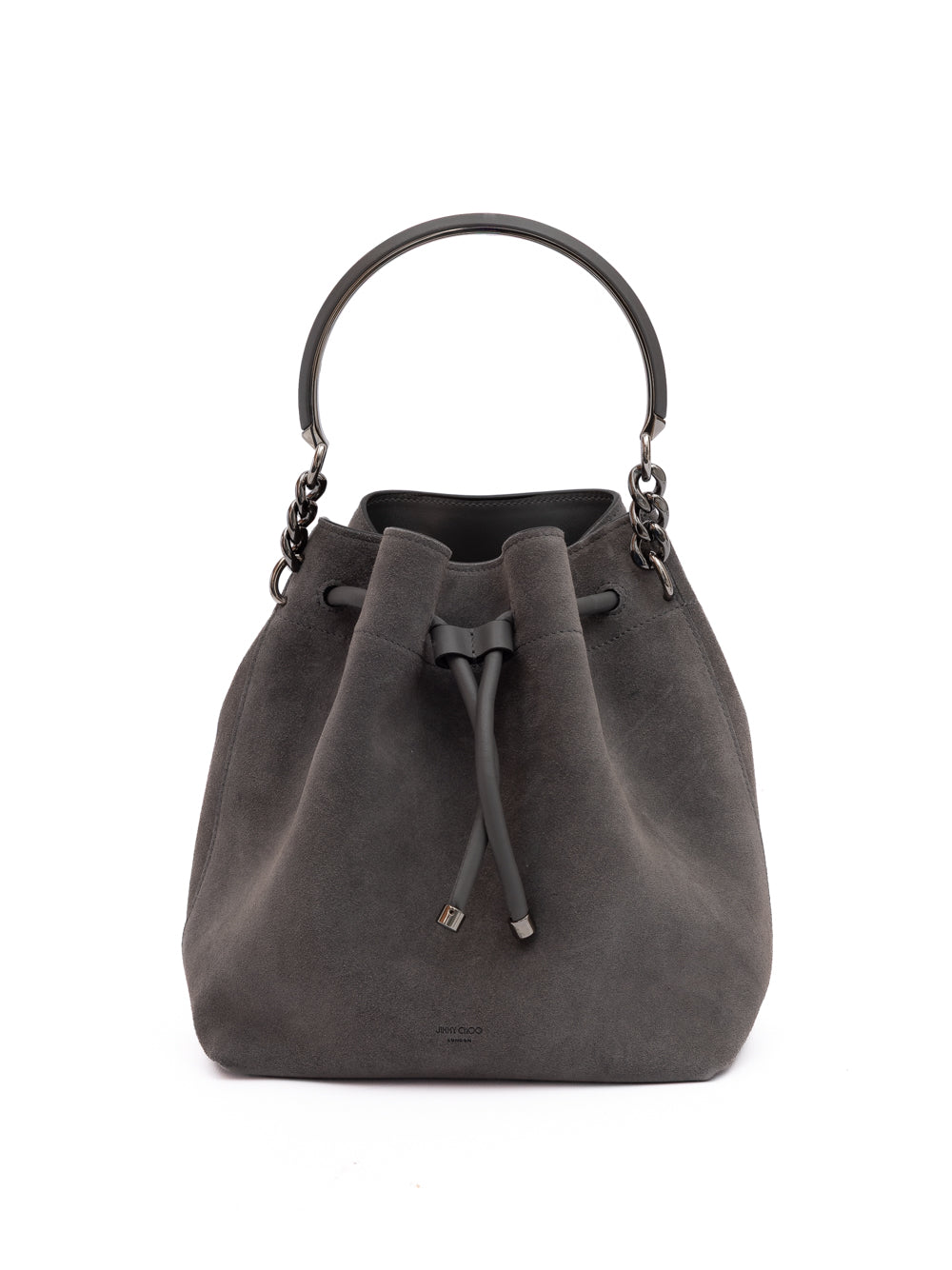 Jimmy Choo Dark Grey Bon Bon Suede Bucket Jimmy Choo