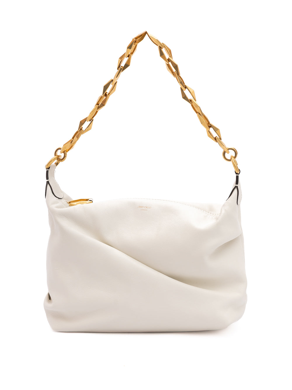 Jimmy Choo White Diamond Hobo Leather Shoulder Bag Jimmy Choo