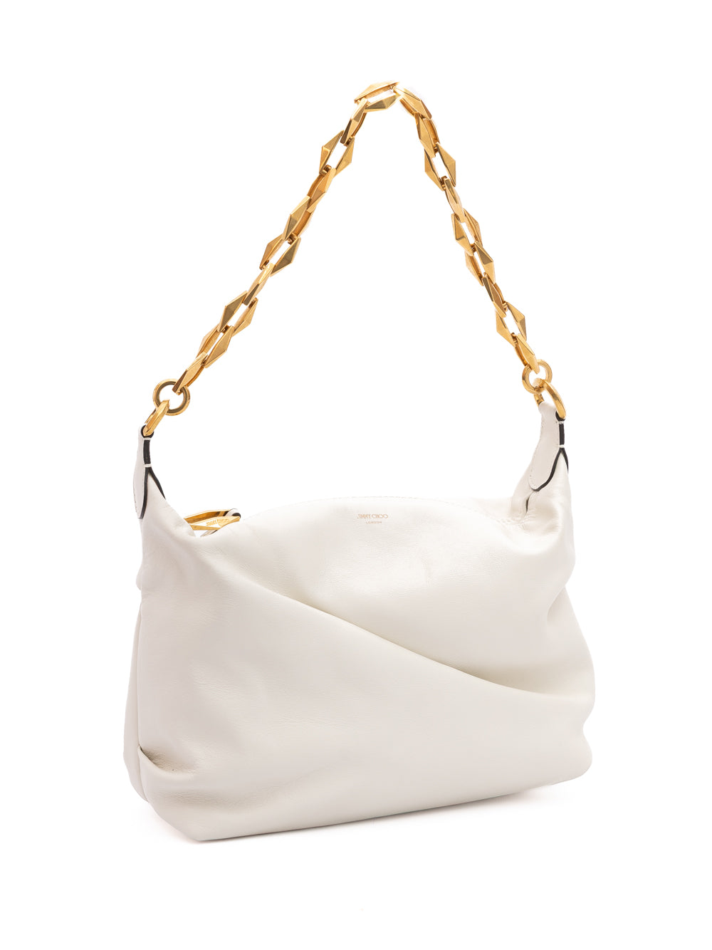 Jimmy Choo White Diamond Hobo Leather Shoulder Bag Jimmy Choo