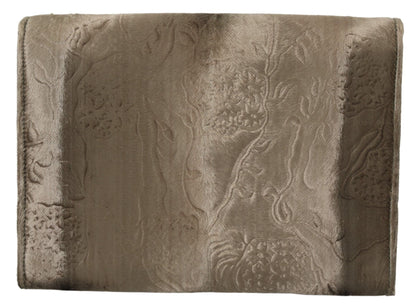 Dolce & Gabbana Beige Velvet Croco-Print Leren Briefcase Clutch