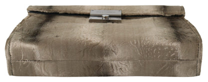 Dolce & Gabbana Beige Velvet Croco-Print Leren Briefcase Clutch