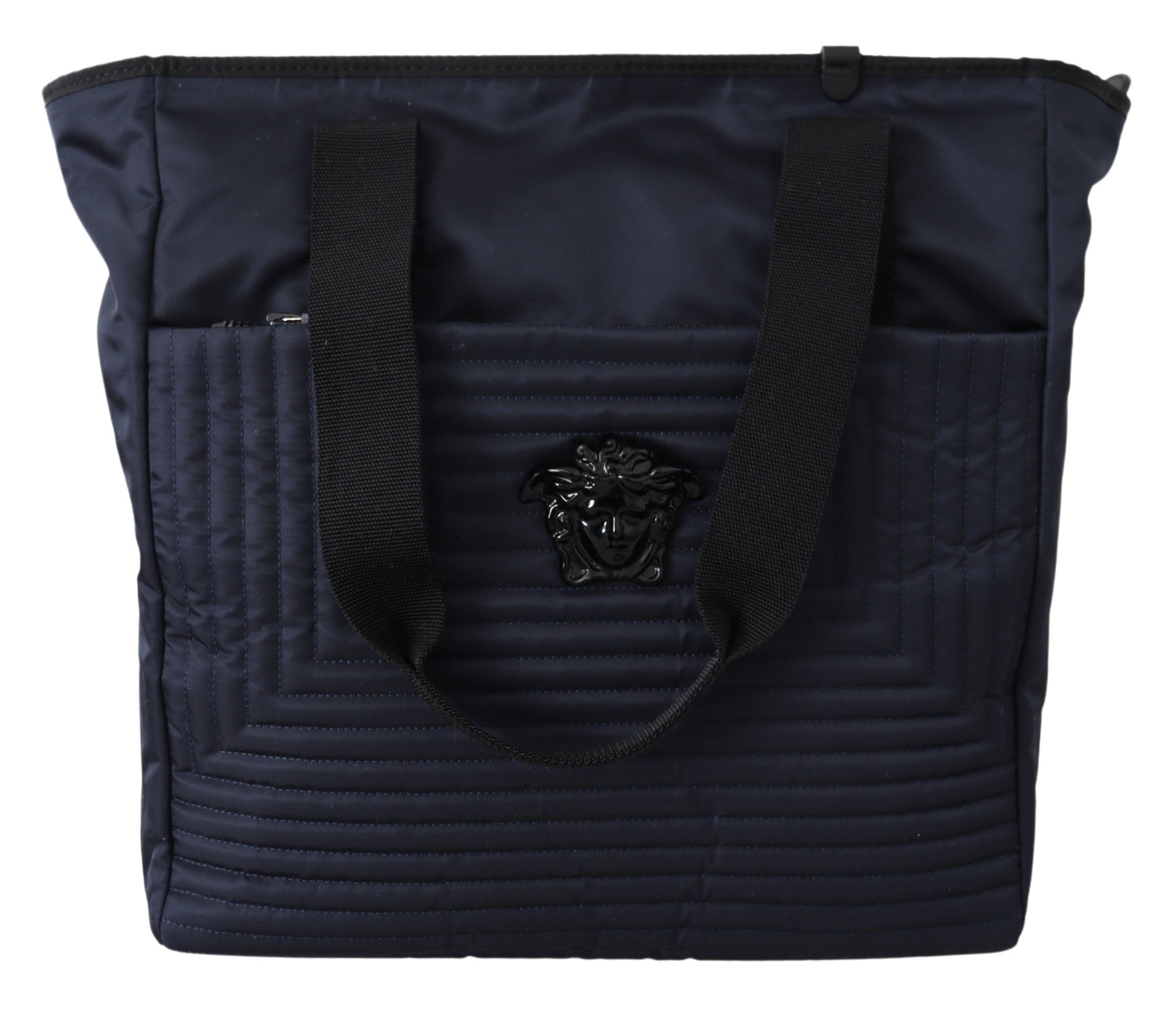 Versace Elegant Blue Nylon Tote Bag - MARANOS