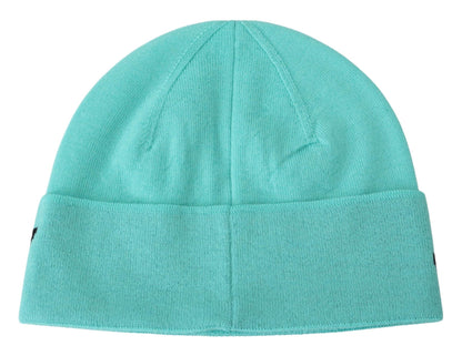 Givenchy Aquamarine Green Wool Beanie with Signature Logo - MARANOS