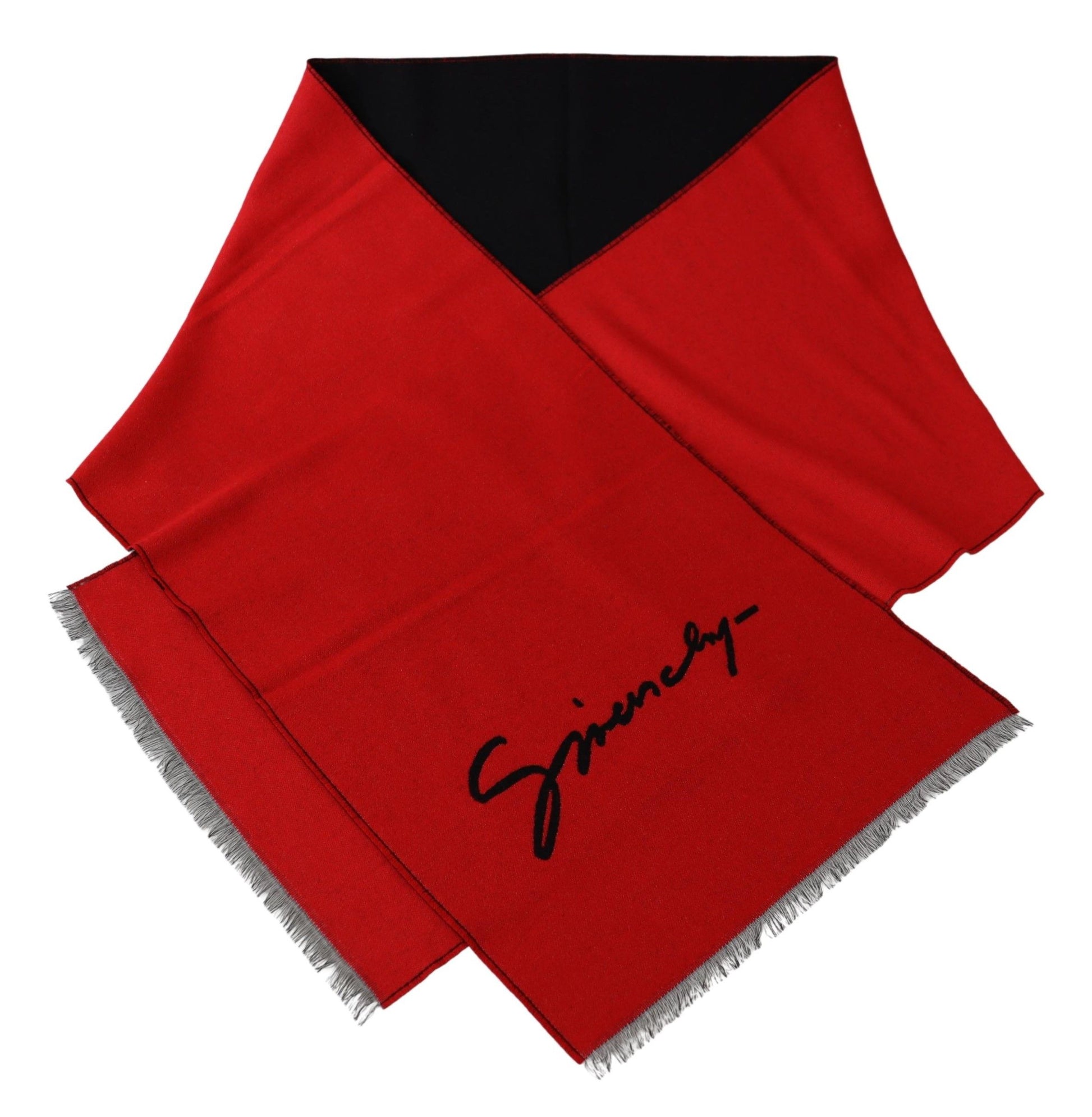 Givenchy Elegant Red Wool Blend Unisex Scarf - MARANOS