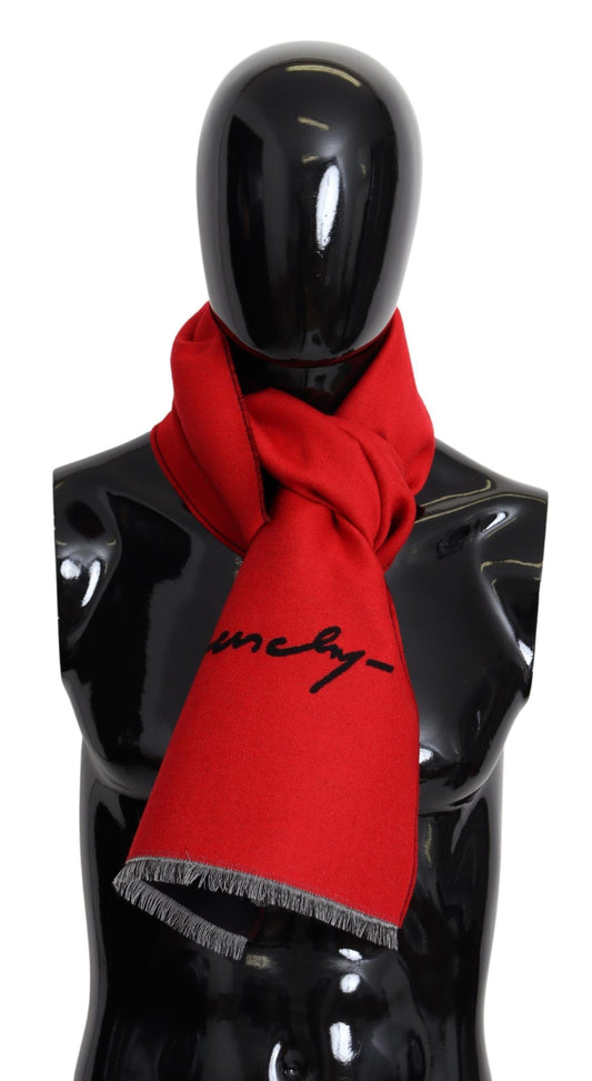 Givenchy Elegant Red Wool Blend Unisex Scarf - MARANOS