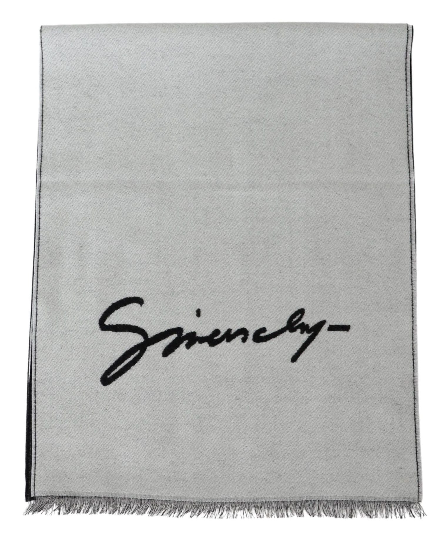 Givenchy Elegant Monochrome Wool-Silk Blend Scarf - MARANOS