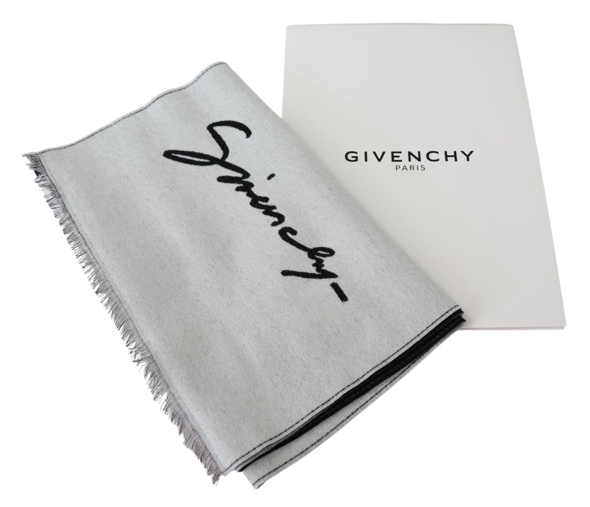 Givenchy Elegant Monochrome Wool-Silk Blend Scarf - MARANOS