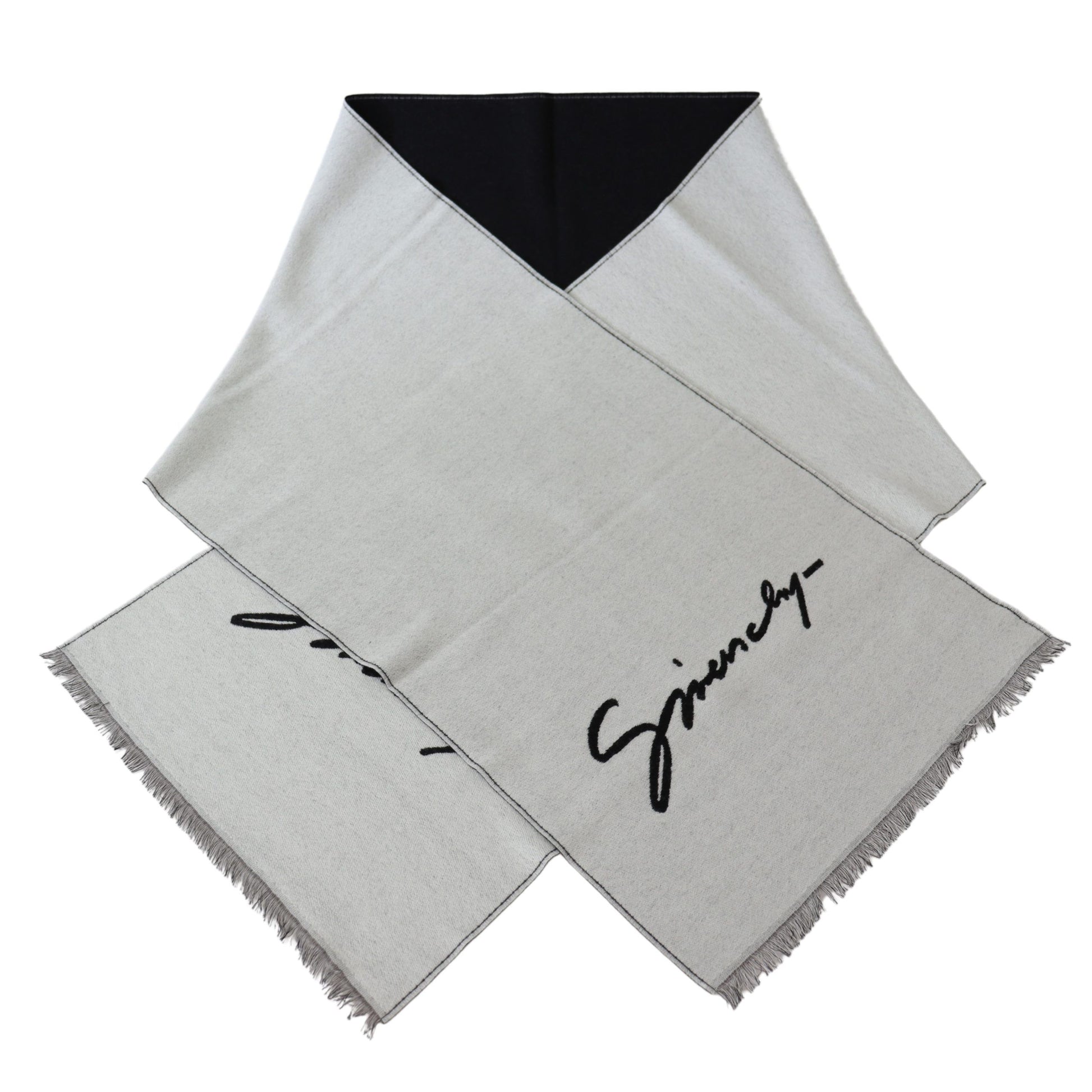 Givenchy Elegant Monochrome Wool-Silk Blend Scarf - MARANOS