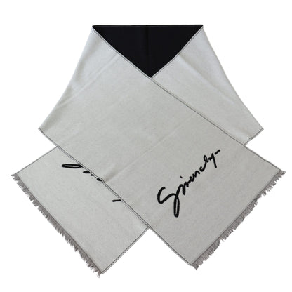 Givenchy Elegant Monochrome Wool-Silk Blend Scarf - MARANOS