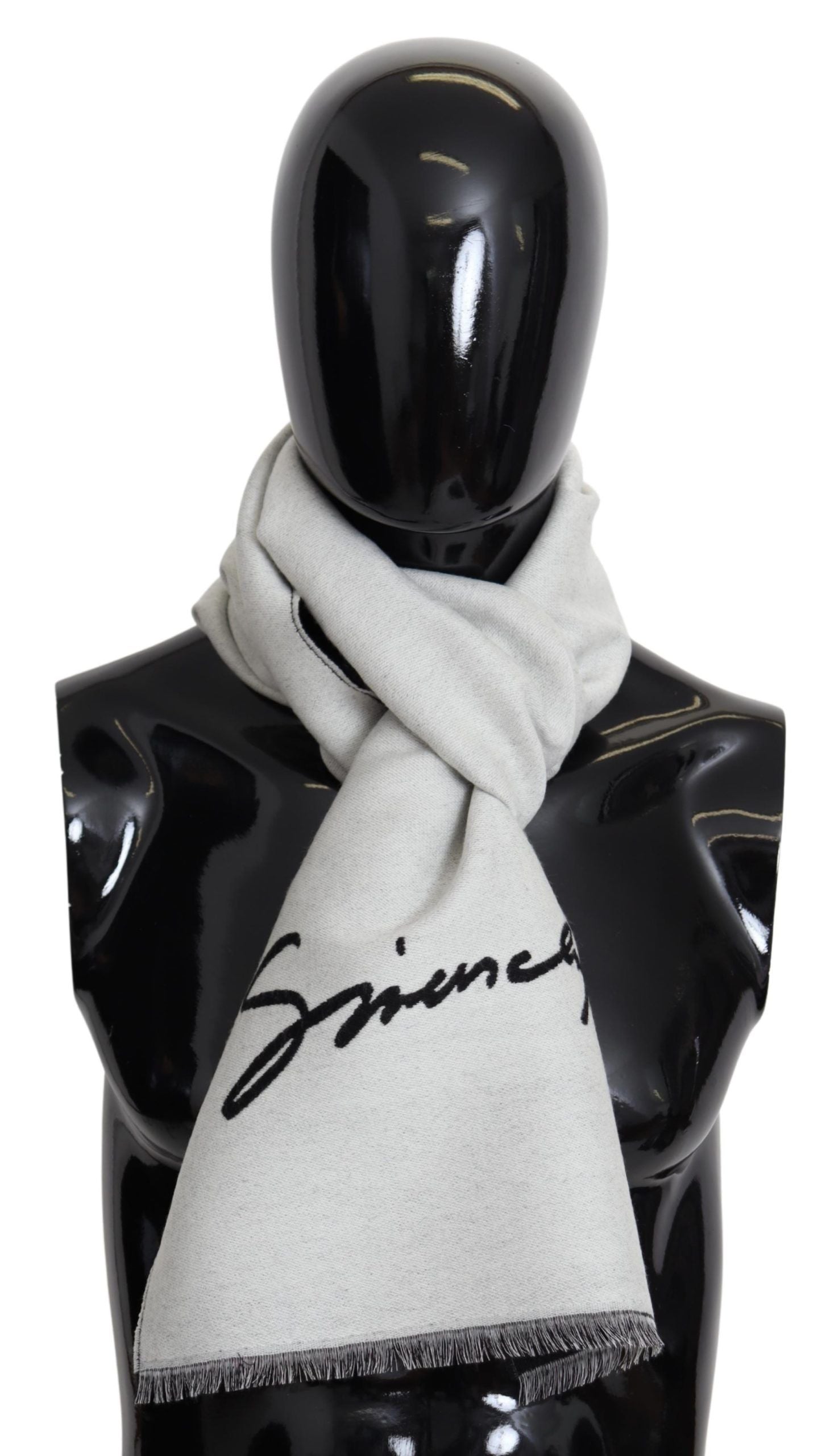 Givenchy Elegant Monochrome Wool-Silk Blend Scarf - MARANOS