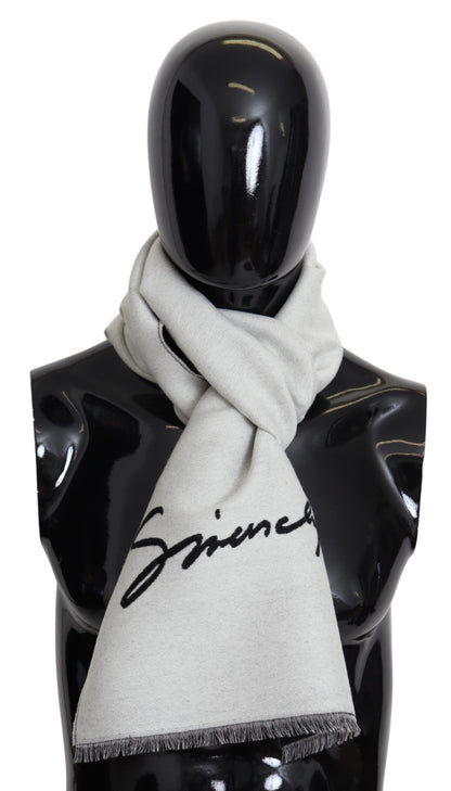 Givenchy Elegant Monochrome Wool-Silk Blend Scarf - MARANOS