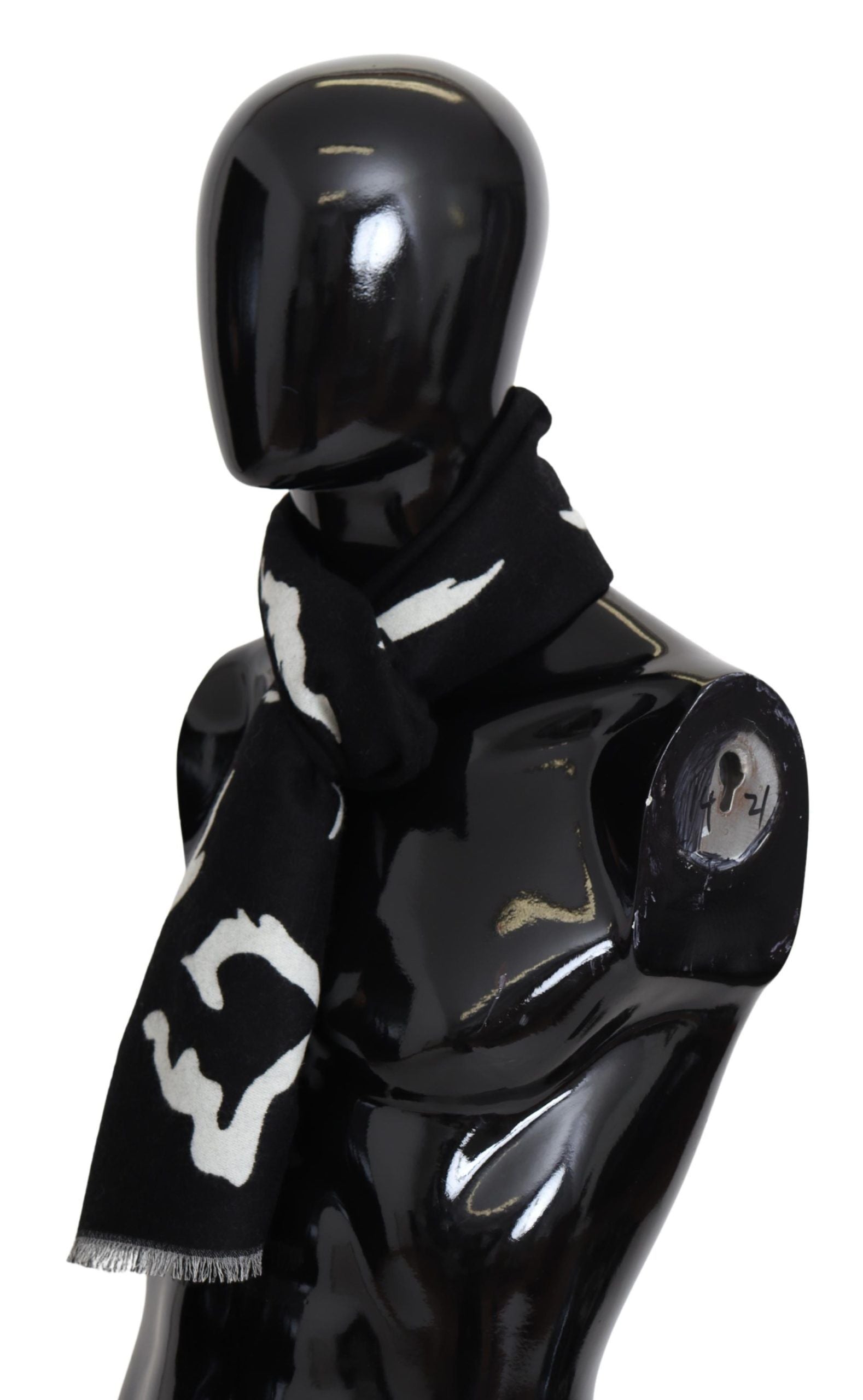 Givenchy Elegant Unisex Wool-Silk Scarf in Black & White - MARANOS