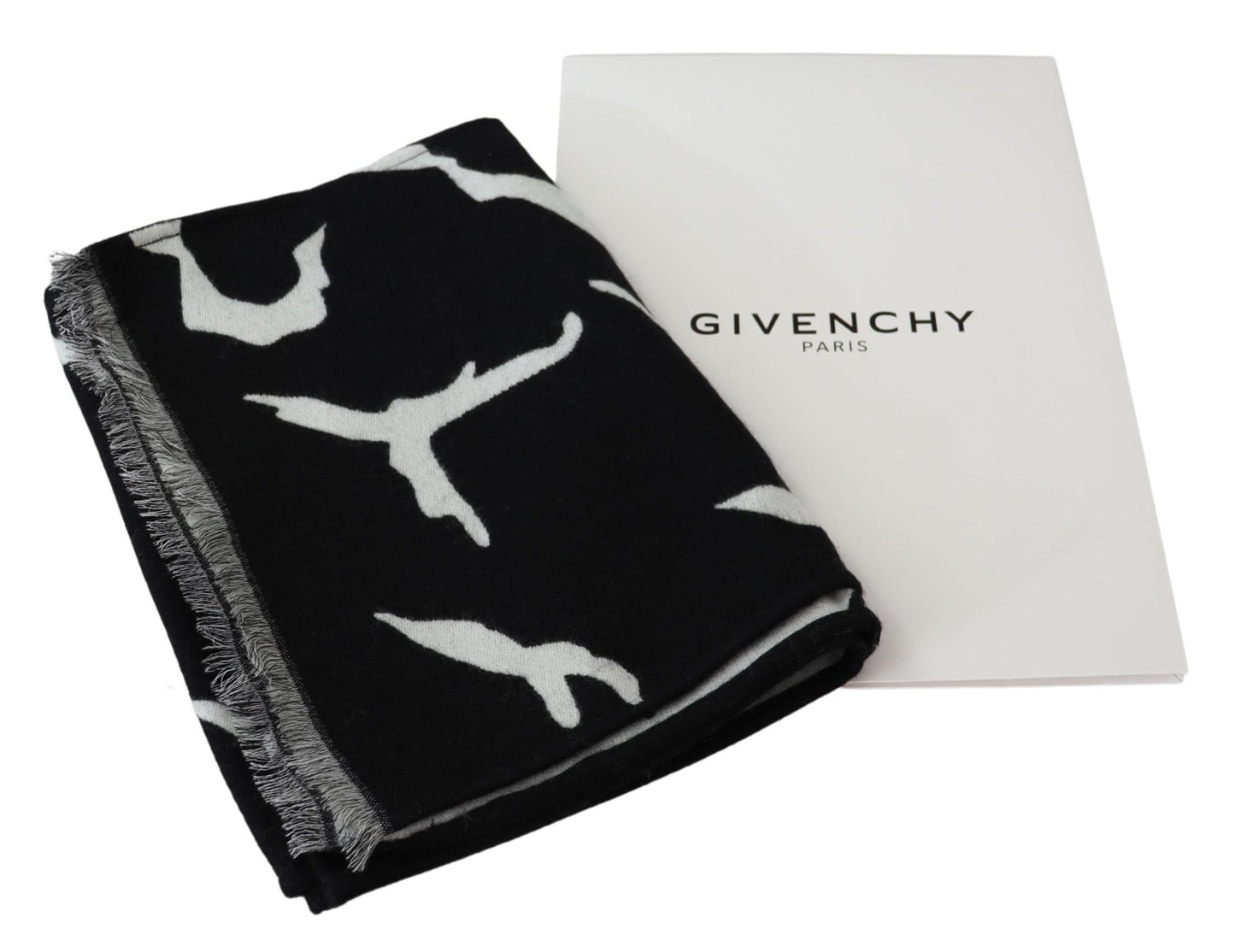 Givenchy Elegant Unisex Wool-Silk Scarf in Black & White - MARANOS