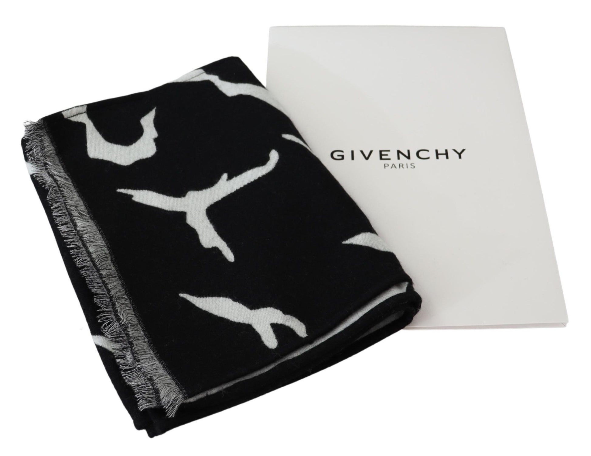 Givenchy Elegant Unisex Wool-Silk Scarf in Black & White - MARANOS