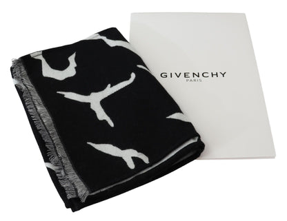 Givenchy Elegant Unisex Wool-Silk Scarf in Black & White - MARANOS