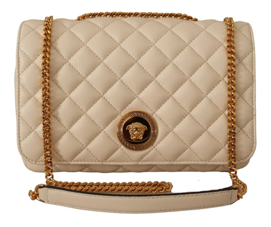 Versace Elegant White Nappa Leather Shoulder Bag - MARANOS