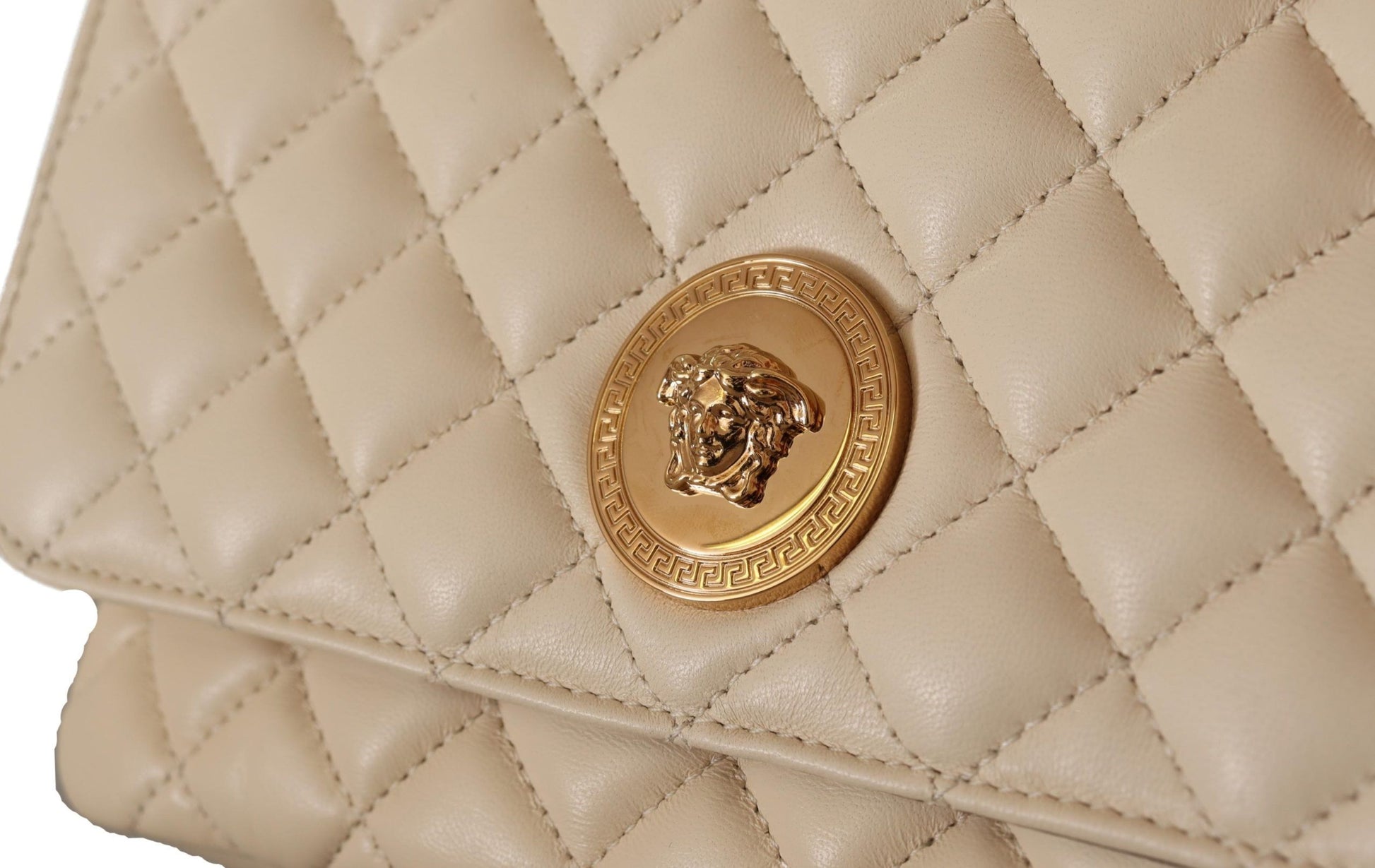 Versace Elegant White Nappa Leather Shoulder Bag - MARANOS