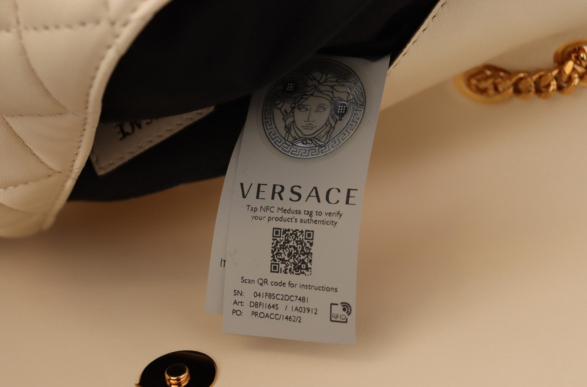 Versace Elegant White Nappa Leather Shoulder Bag - MARANOS
