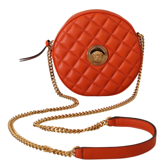 Versace Elegant Round Nappa Leather Crossbody Bag - MARANOS