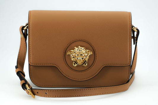 Versace Elegant Calf Leather Shoulder Bag in Brown - MARANOS