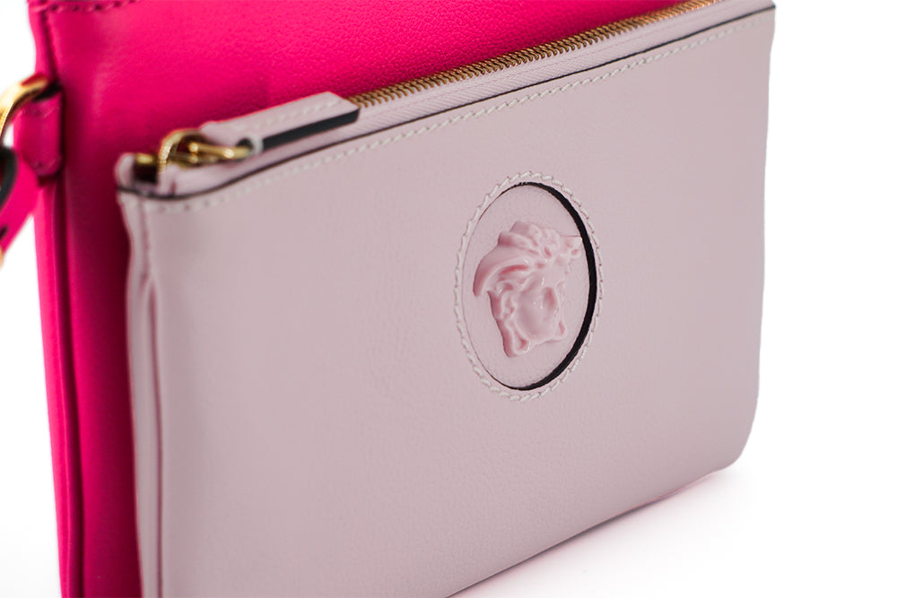 Versace Elegant Pink Leather Pouch Clutch - MARANOS