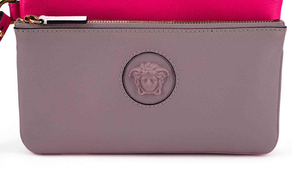 Versace Elegant Pink Leather Pouch Clutch - MARANOS