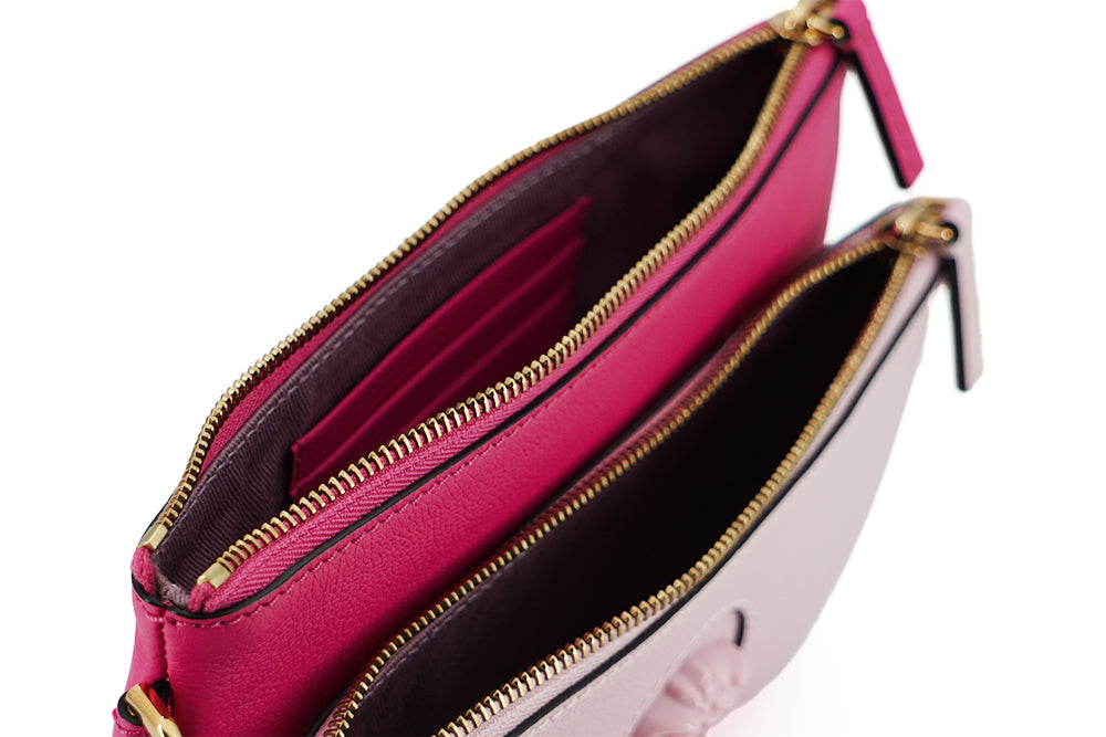 Versace Elegant Pink Leather Pouch Clutch - MARANOS