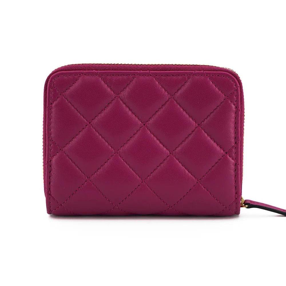 Versace Elegant Paarse Quilted Leren Portemonnee - MARANOS
