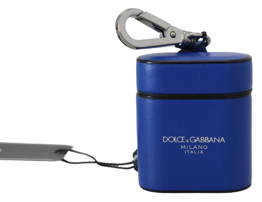 Dolce & Gabbana elegante AirPods-hoes van blauw leer