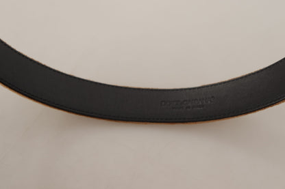 Dolce & Gabbana elegante leren riem met gegraveerde gesp