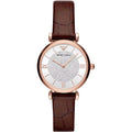 Emporio Armani Elegant Bordeaux Leren Horloge for Dames - MARANOS