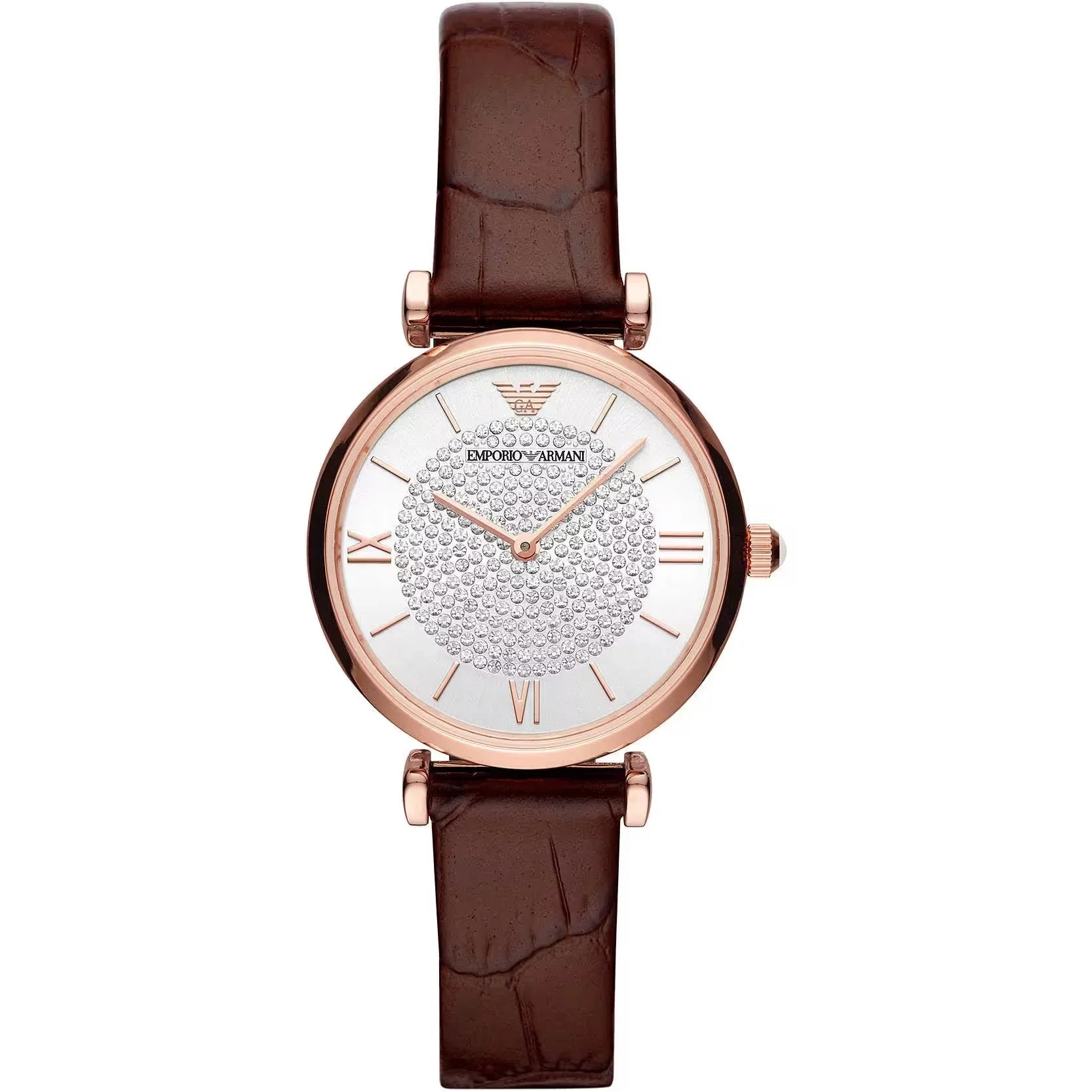 Emporio Armani Elegant Bordeaux Leren Horloge for Dames - MARANOS