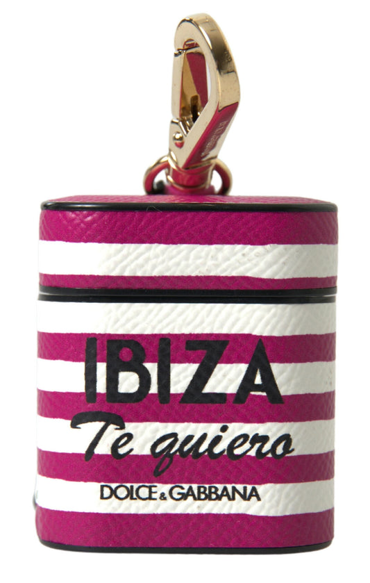 Dolce & Gabbana luxe leren AirPods-hoes in fuchsia met elegante afwerking Dolce & Gabbana