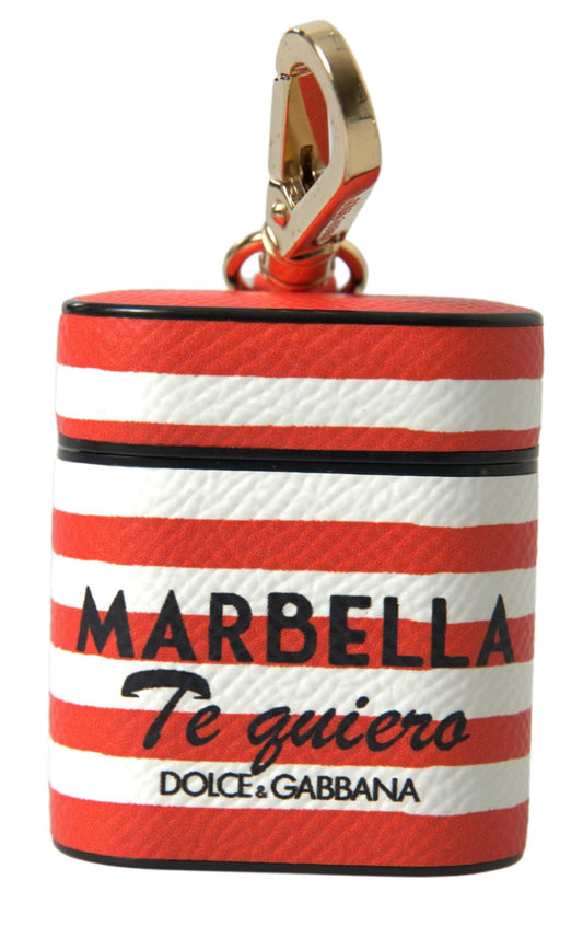 Dolce & Gabbana stijlvolle leren AirPods-hoes met oranje strepen Dolce & Gabbana