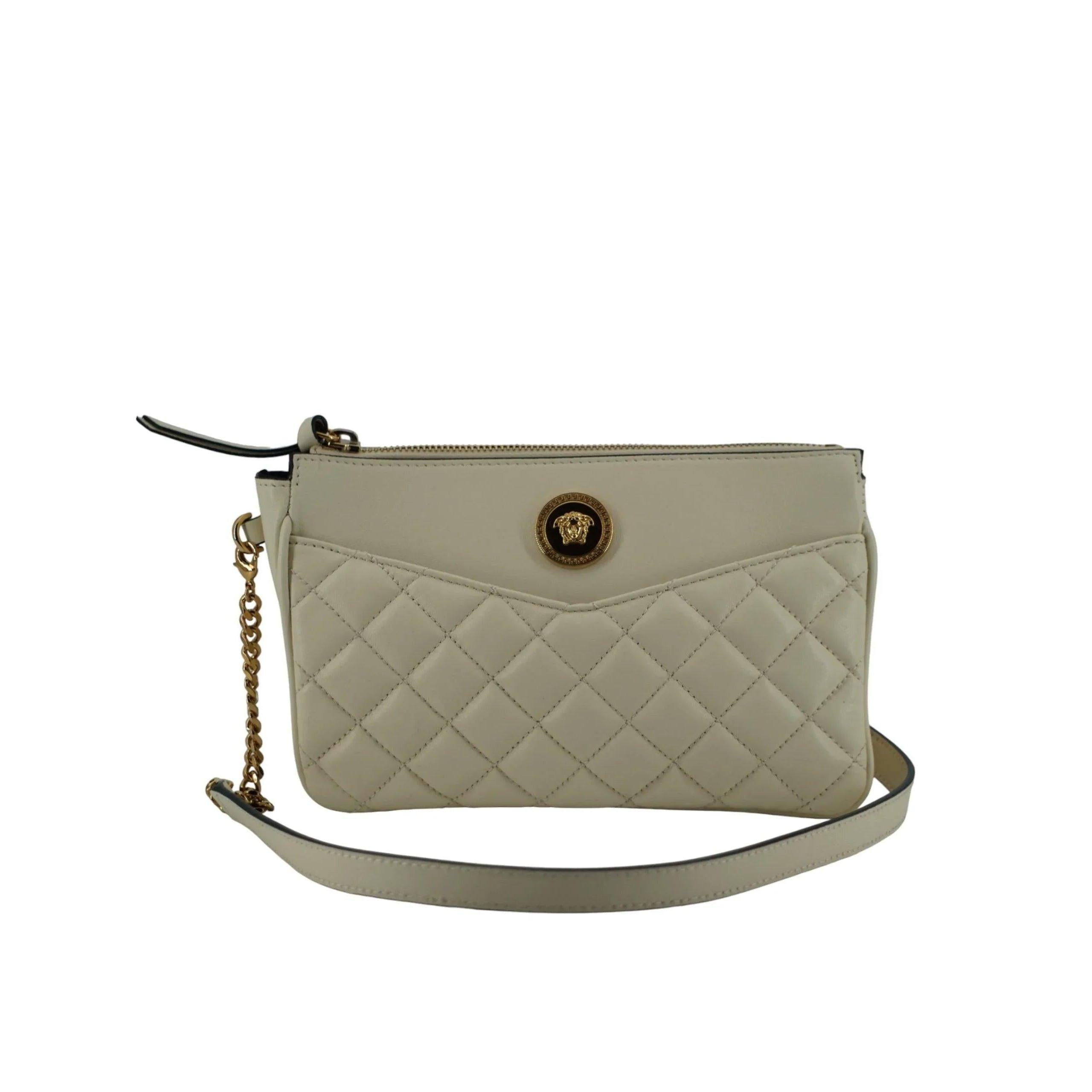 Versace Elegant Wit Leren crossbody Etui - MARANOS