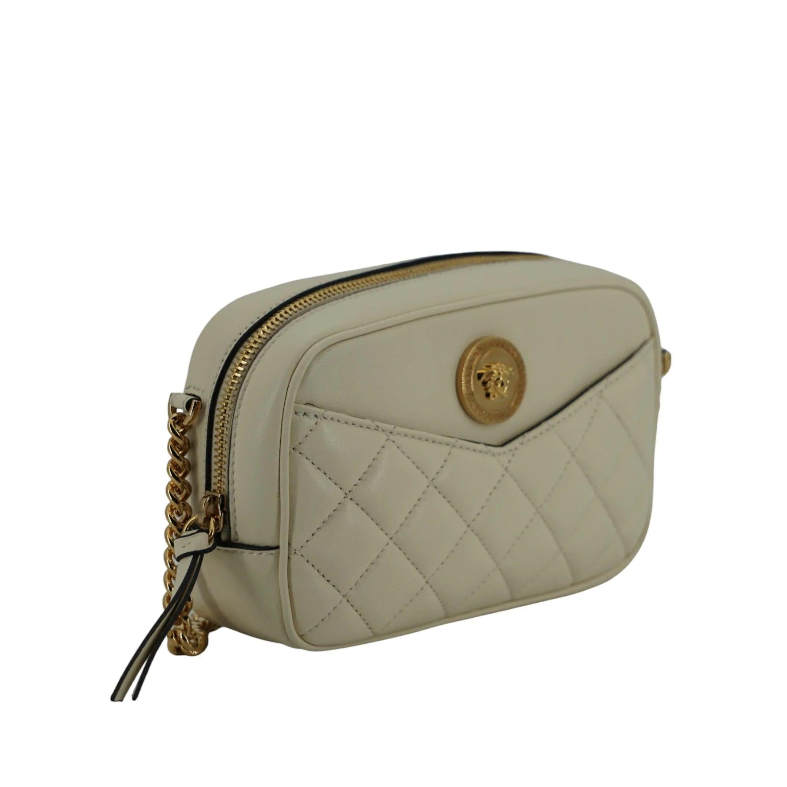 Versace Elegant Wit Leren Camera Tas - MARANOS