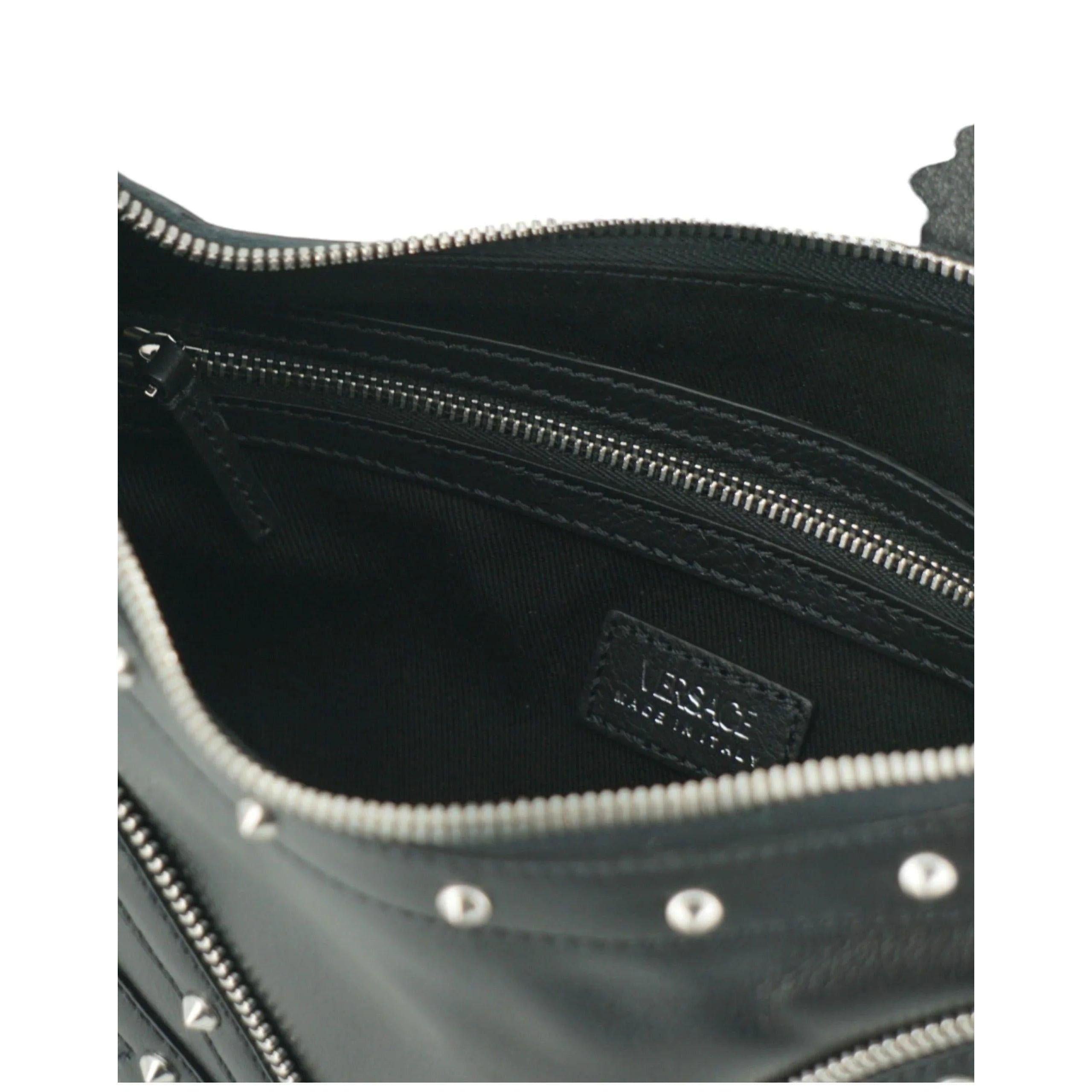 Versace Elegant Zwart Leren Hobo Schoudertas - MARANOS