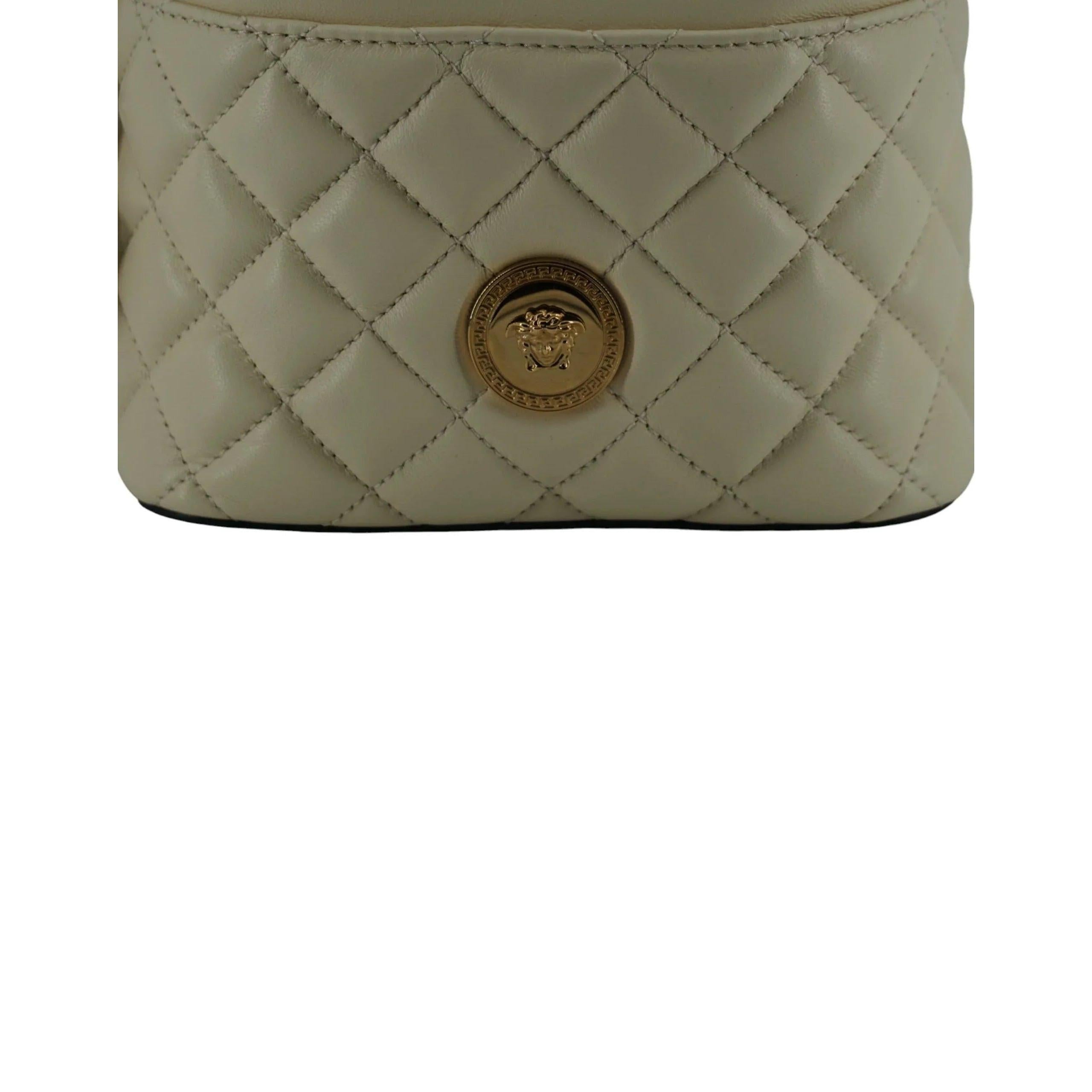 Versace Elegant kleine Wit Leren Bucket Schoudertas - MARANOS