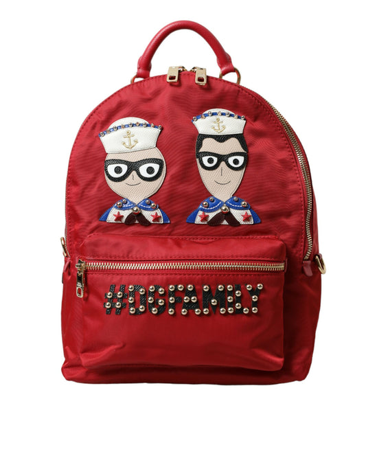 Dolce & Gabbana versierde rode rugzak met goudkleurige details
