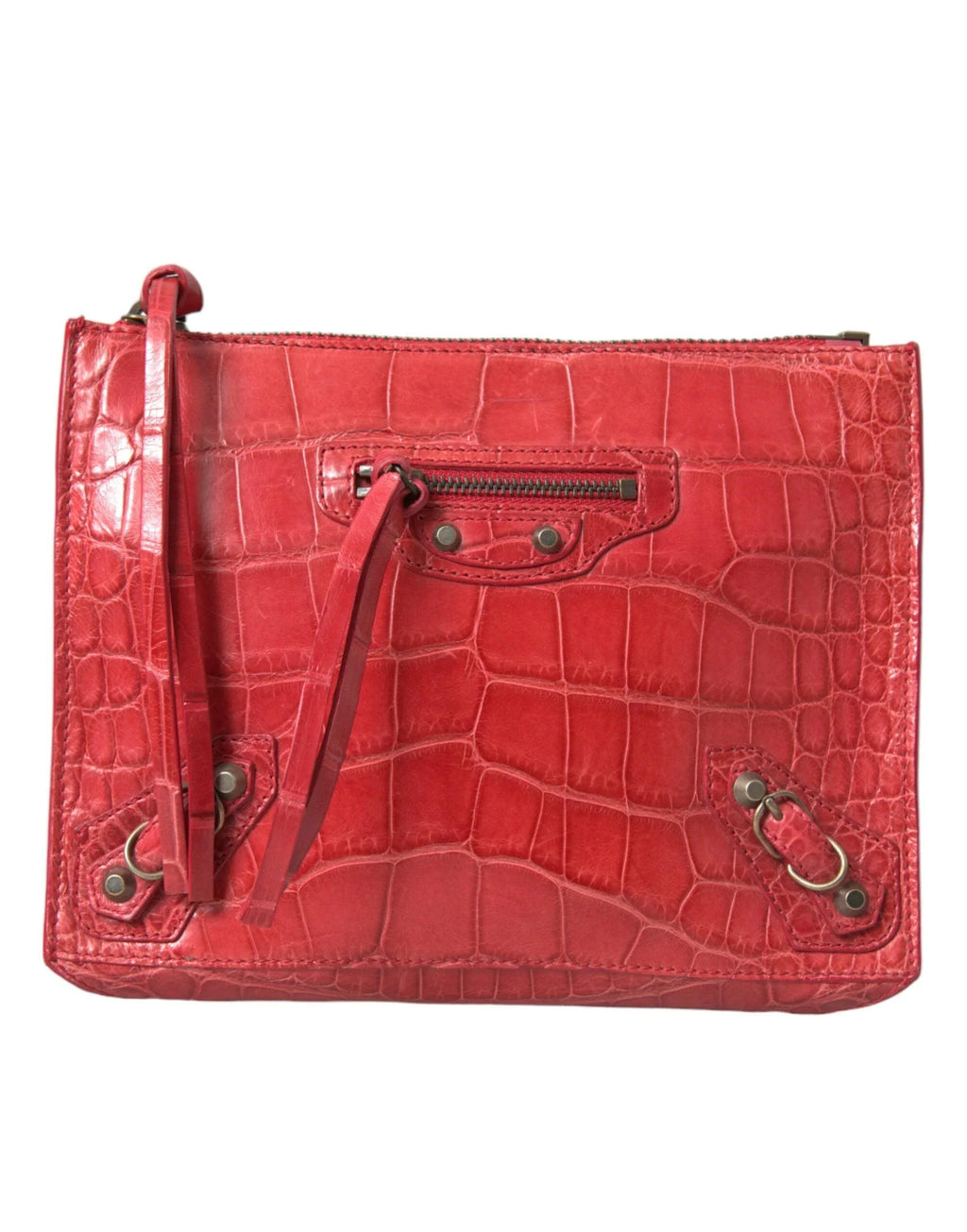 Balenciaga Exotic rode alligatorleren clutch - MARANOS