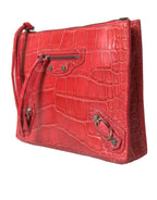 Balenciaga Exotic rode alligatorleren clutch - MARANOS