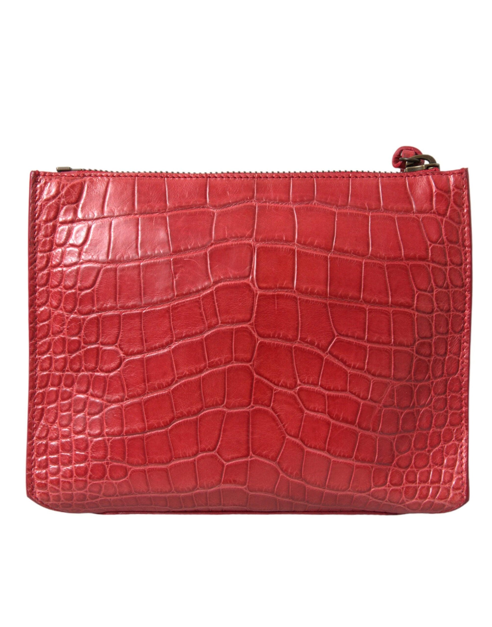 Balenciaga Exotic rode alligatorleren clutch - MARANOS