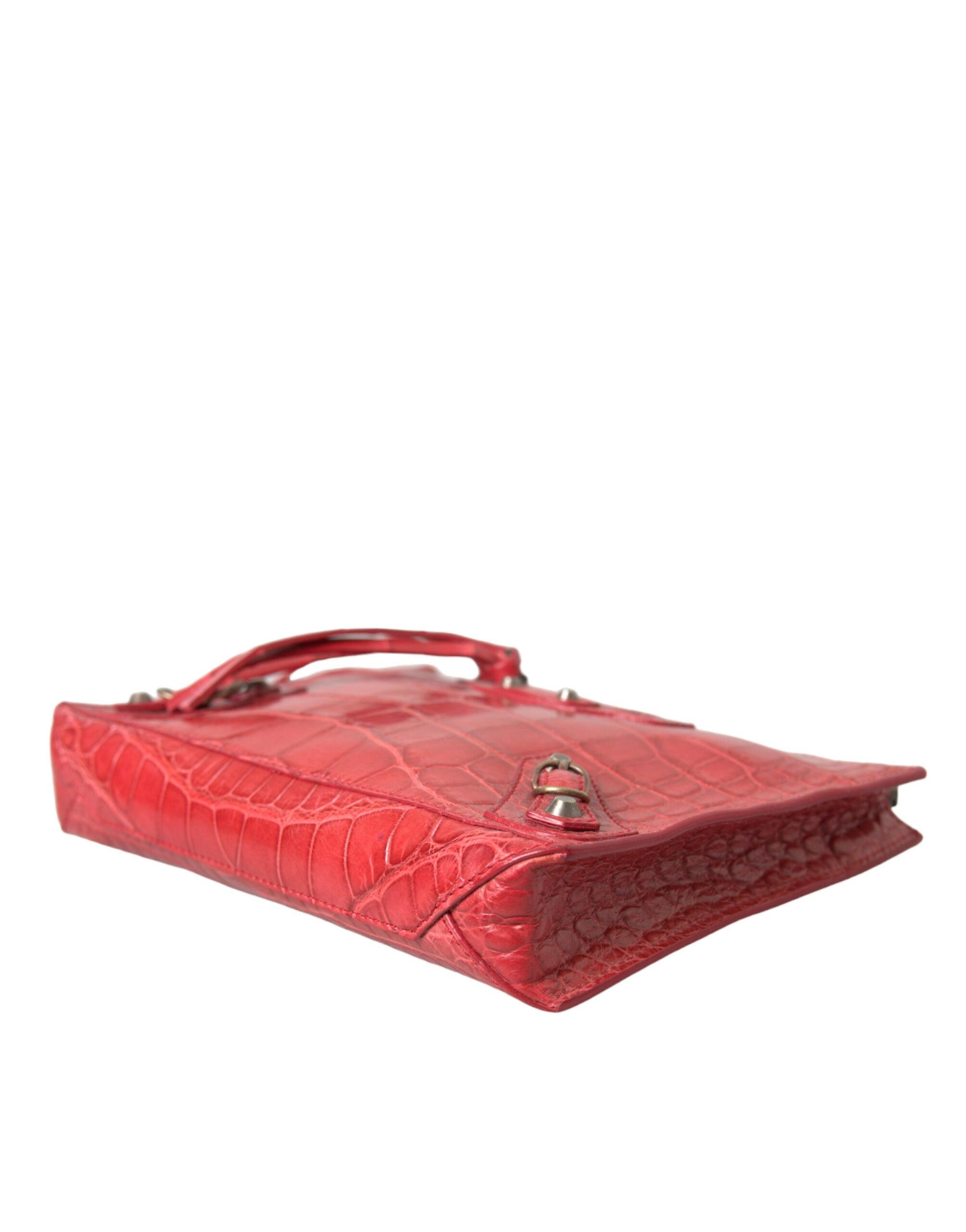 Balenciaga Exotic rode alligatorleren clutch - MARANOS