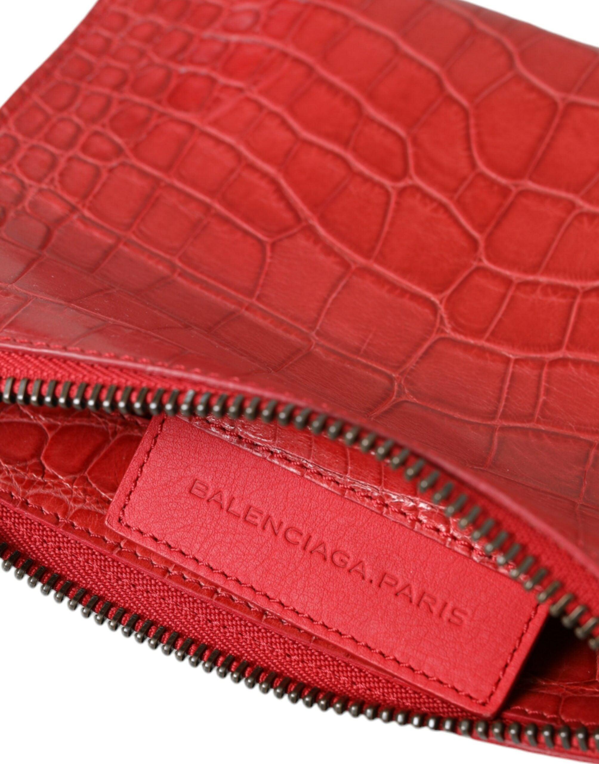 Balenciaga Exotic rode alligatorleren clutch - MARANOS