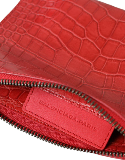 Balenciaga Exotic rode alligatorleren clutch - MARANOS