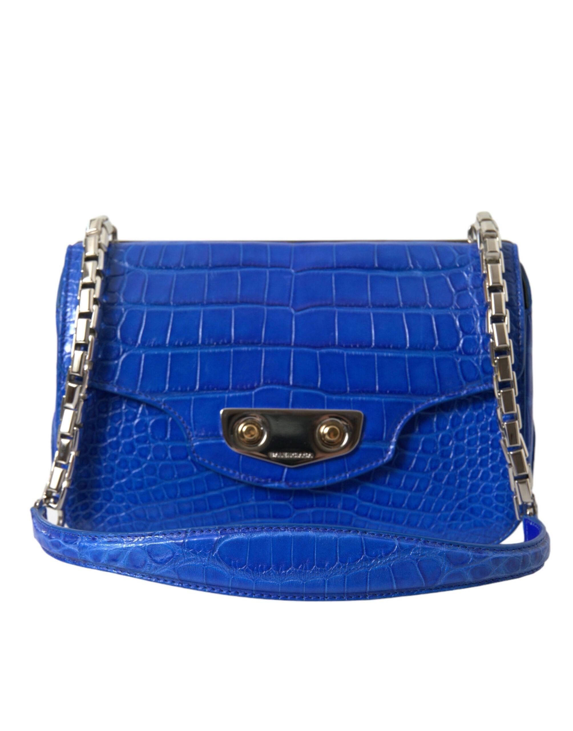 Balenciaga mini schoudertas van alligatorleer in elegant blauw - MARANOS