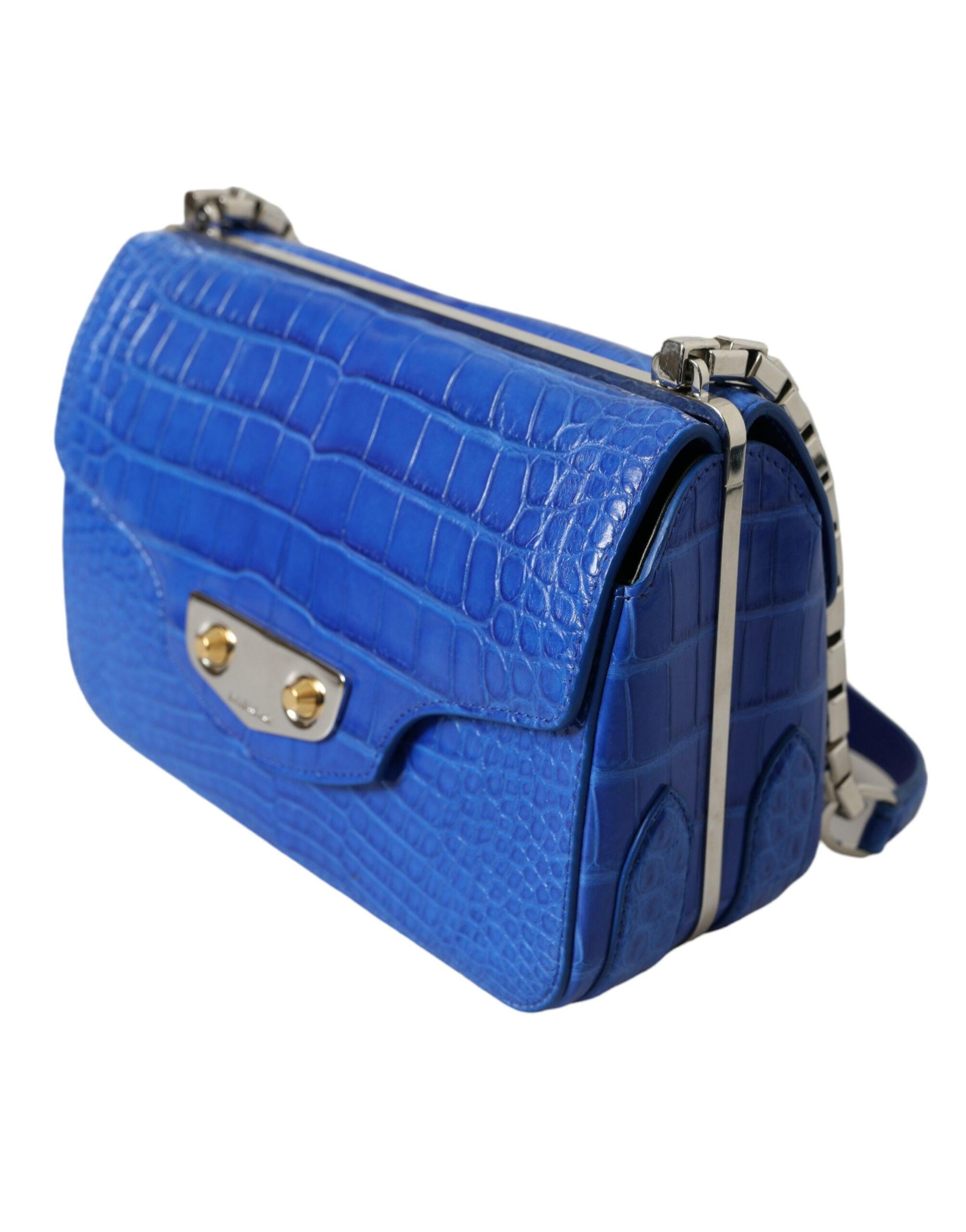 Balenciaga mini schoudertas van alligatorleer in elegant blauw - MARANOS
