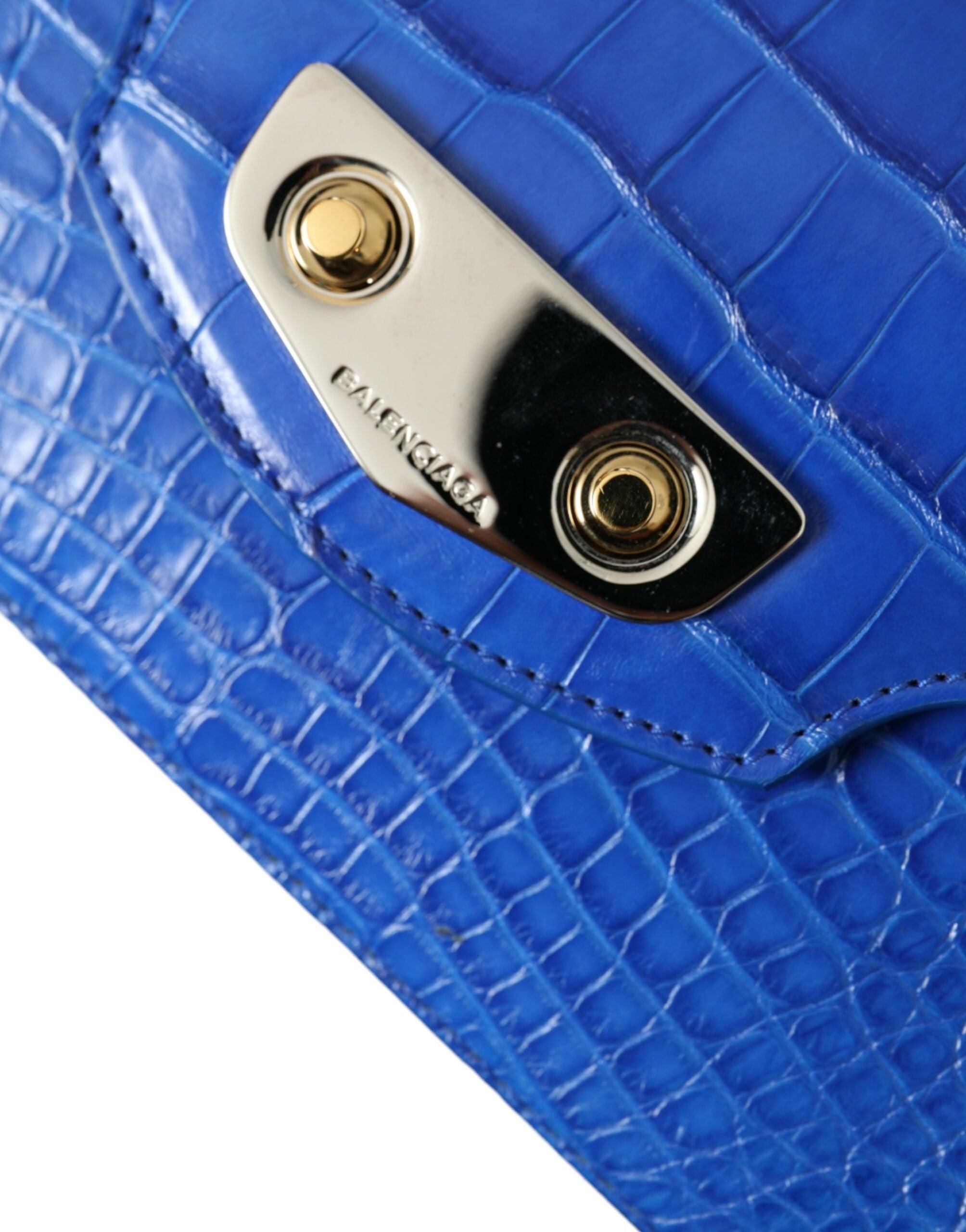 Balenciaga mini schoudertas van alligatorleer in elegant blauw - MARANOS